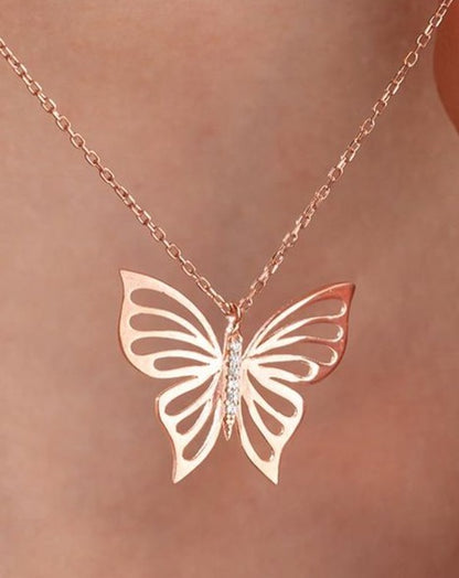Butterfly Shape 1.20Ct White Round Cut Prong Pendant | Birthday Gift For Her | Surprise Gift Pendant  | Women Jewelry