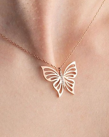 Butterfly Shape 1.20Ct White Round Cut Prong Pendant | Birthday Gift For Her | Surprise Gift Pendant  | Women Jewelry