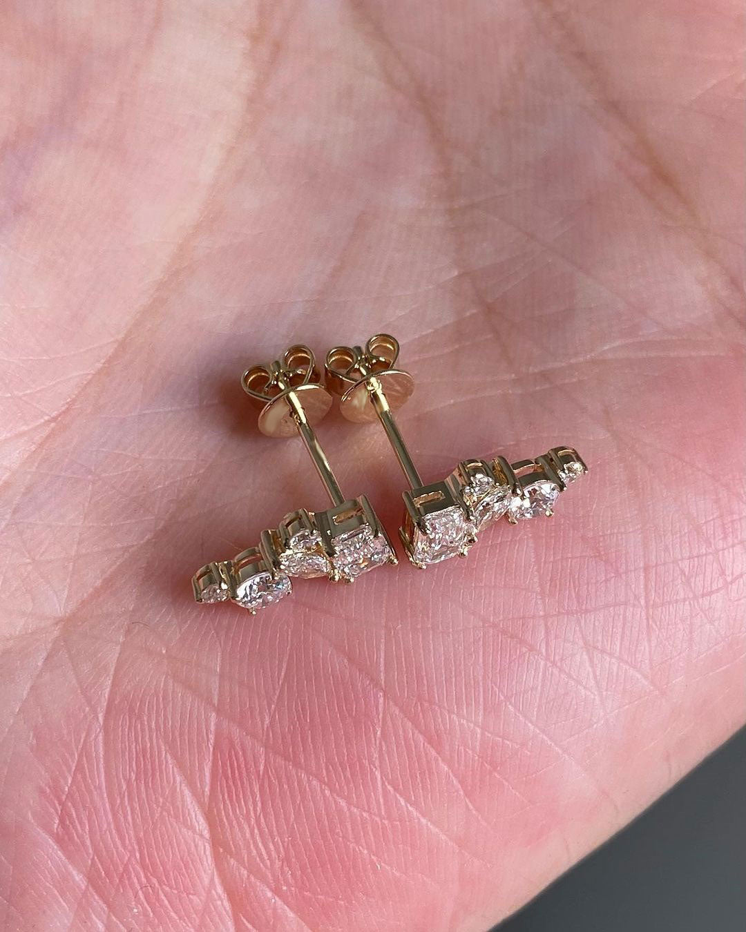 White Emerald And Marquise And Round Cut Cubic Zirconia Prong Set Stud Earring | Anniversary Gift Earring For Wife | Designer Earring For Women