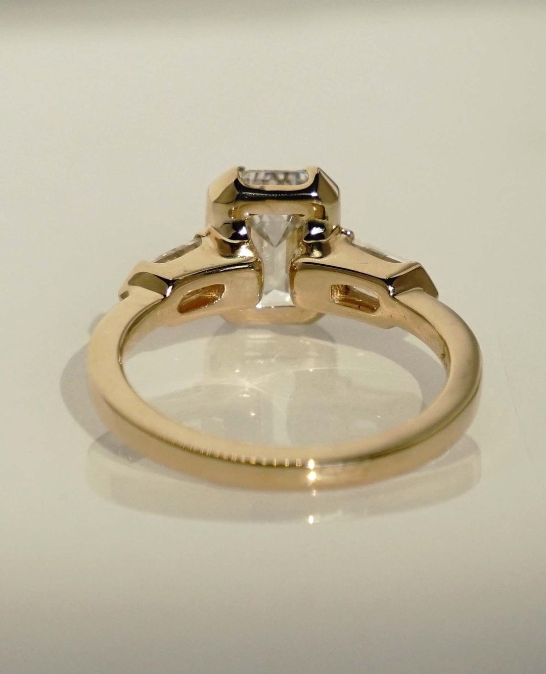 2.6Ct White Emerald Cut Half Bezel Ring | Birthday Gift Ring | Gift For Women | Timeless Design