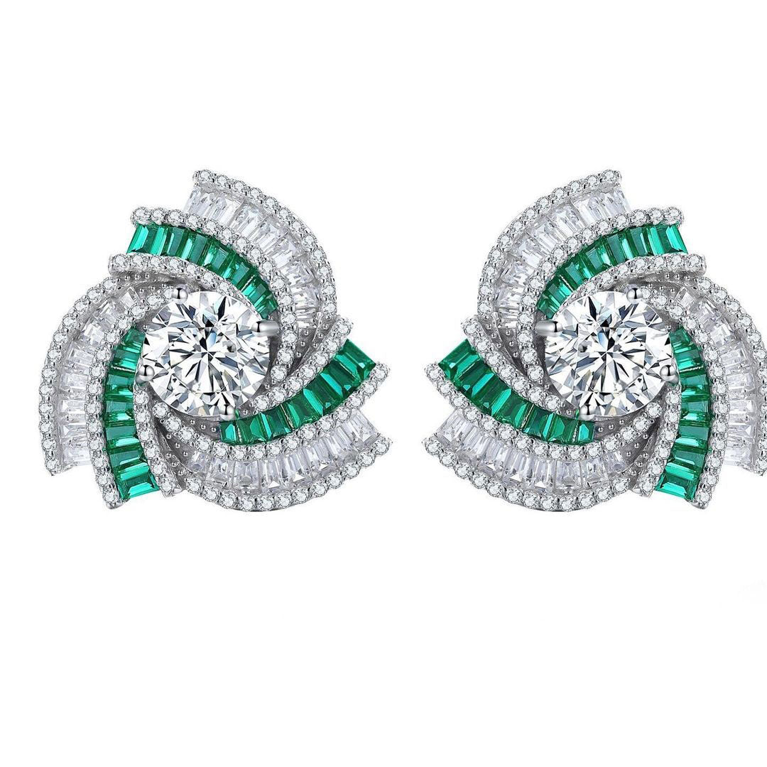 White Round Cut Cubic Zirconia Cluster Stud Earrings For Her | Beautiful Modern Bridal Wedding Earring | Stylish Jewelry For Women