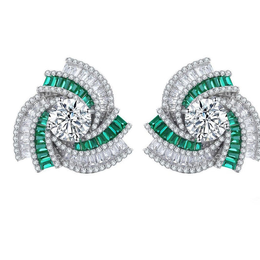 White Round Cut Cubic Zirconia Cluster Stud Earrings For Her | Beautiful Modern Bridal Wedding Earring | Stylish Jewelry For Women