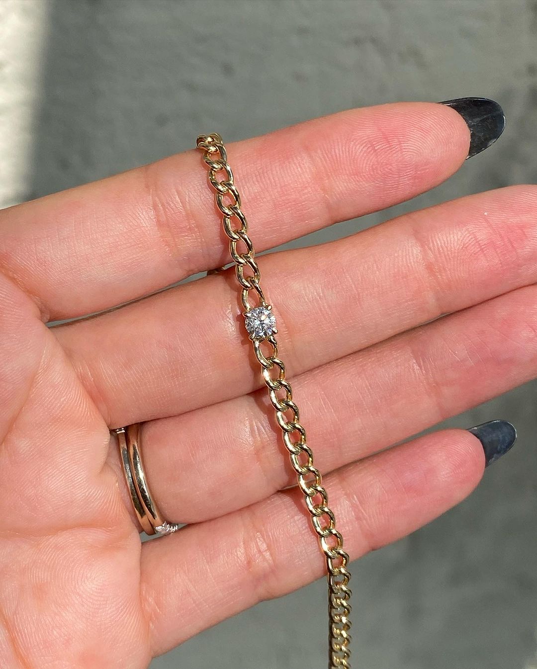 White Round Brilliant Cut Signity Diamond Solitaire Women Bracelet | Curb Chain Bracelet | Single Diamond Bracelet