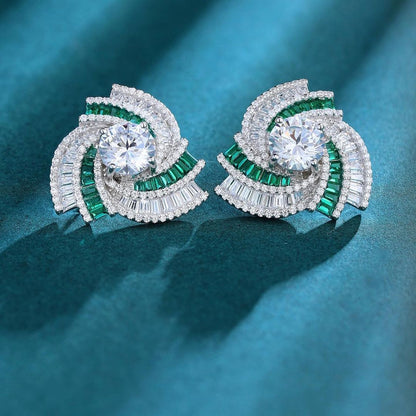 White Round Cut Cubic Zirconia Cluster Stud Earrings For Her | Beautiful Modern Bridal Wedding Earring | Stylish Jewelry For Women
