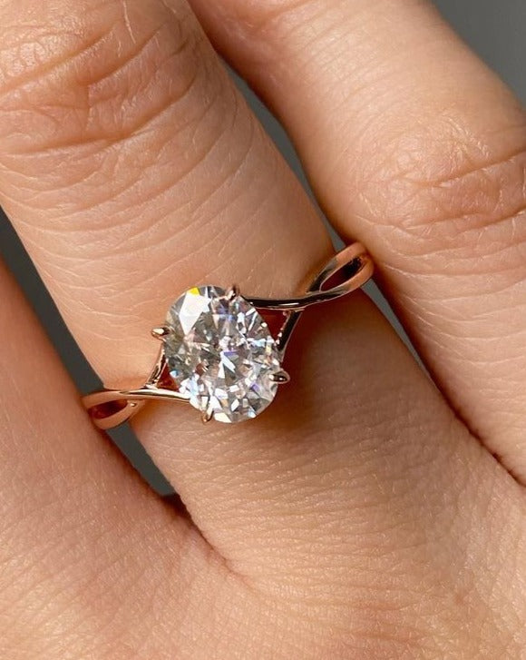 2.77Ct White Oval Cut Solitaire Ring | Customize Ring | Delicate Solo Diamond Ring