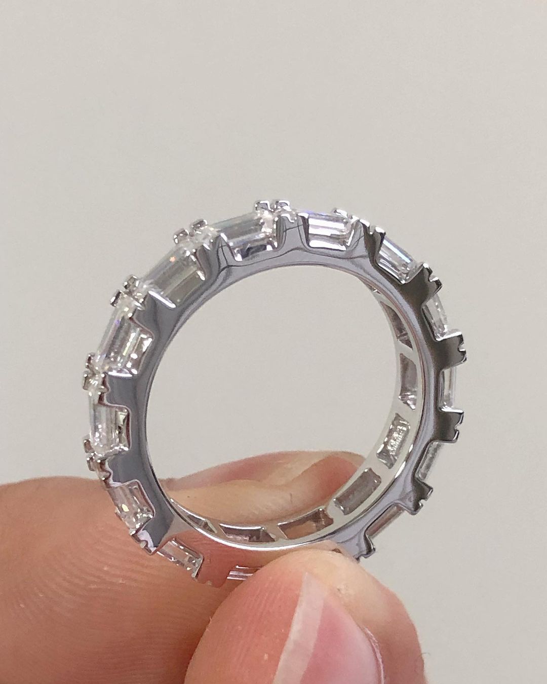1.6Ct White Emerald Cut Full Eternity Prong Band | Wedding Gift For Bridal | Daily Wear Band | Timeless Design