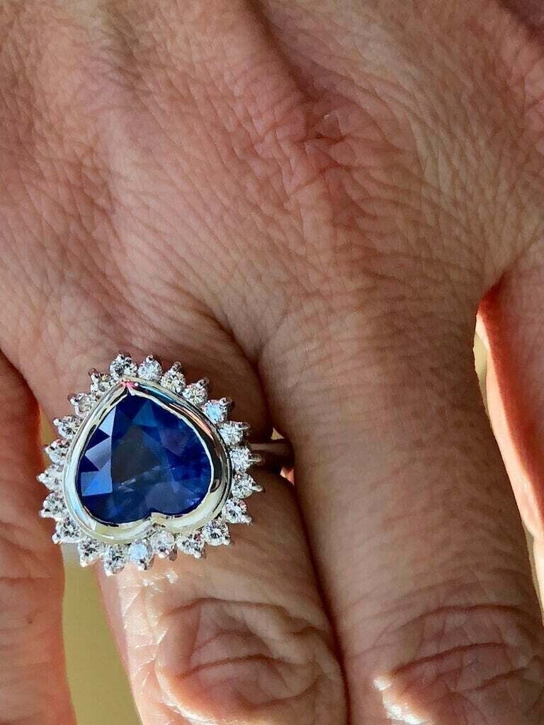 2.88Ct Blue Heart Cut Bezel Ring | Perfect Party Wear Ring For Women | Special Occasion