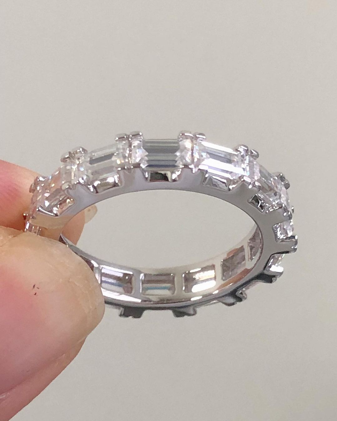1.6Ct White Emerald Cut Full Eternity Prong Band | Wedding Gift For Bridal | Daily Wear Band | Timeless Design