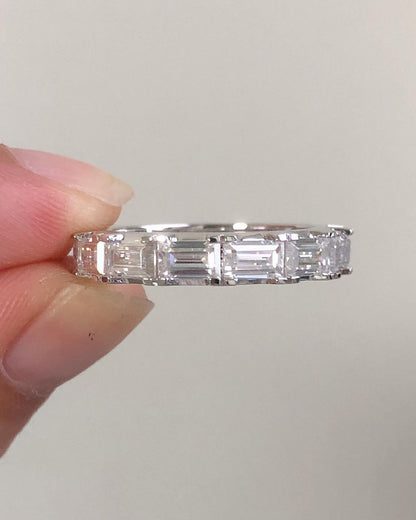 1.6Ct White Emerald Cut Full Eternity Prong Band | Wedding Gift For Bridal | Daily Wear Band | Timeless Design