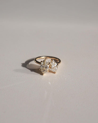 2.4Ct White Marquise Cut Two Stone Ring | Anniversary Gift Ring For Wife | Toi Et Moi Ring | Elegant Ring