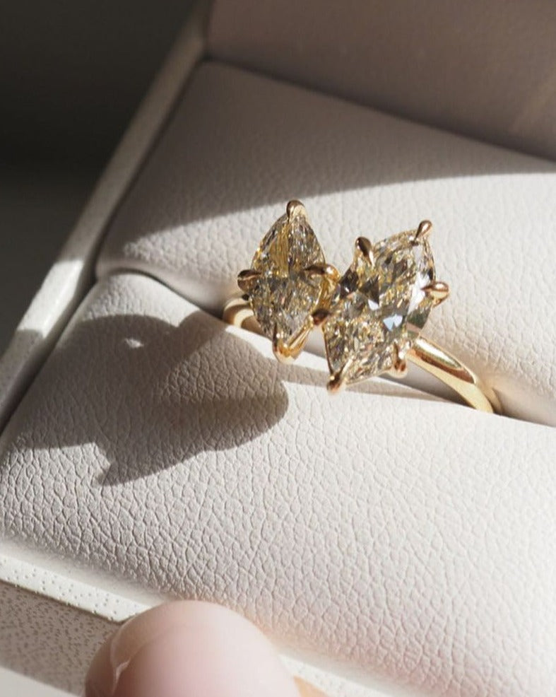 2.4Ct White Marquise Cut Two Stone Ring | Anniversary Gift Ring For Wife | Toi Et Moi Ring | Elegant Ring