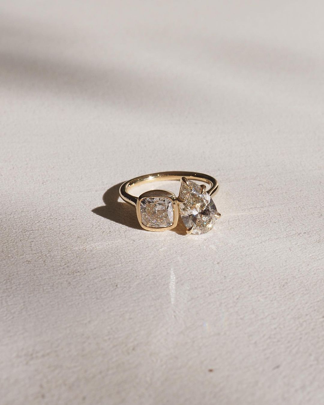 2.5Ct White Pear And Cushion Cut Two Stone Ring | Wedding Gift Ring | Elegant Ring | Daily Wear Ring