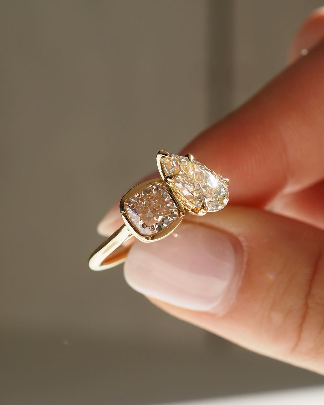 2.5Ct White Pear And Cushion Cut Two Stone Ring | Wedding Gift Ring | Elegant Ring | Daily Wear Ring