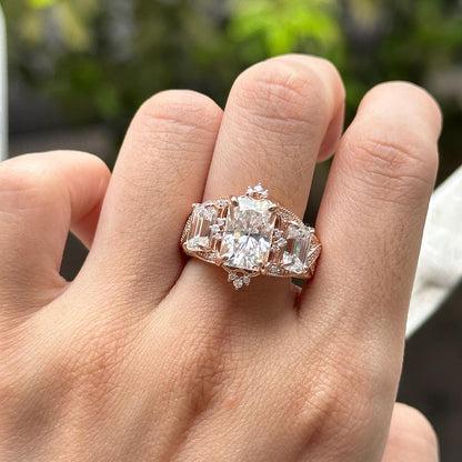 2.5Ct White Radiant Cut Three Stone Ring | Engagement Ring | Promise Ring | Gift For Her