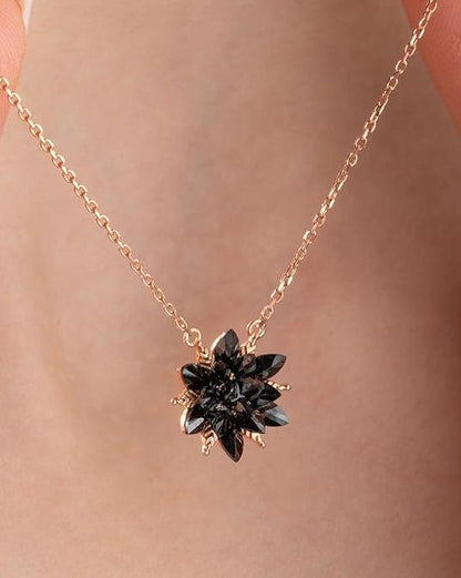 Lotus Flower Shape 3.30Ct Black Pear Cut Cluster Pendant | Party Wear Pendant For Women | Fashion Jewelry | Stylish Pendant
