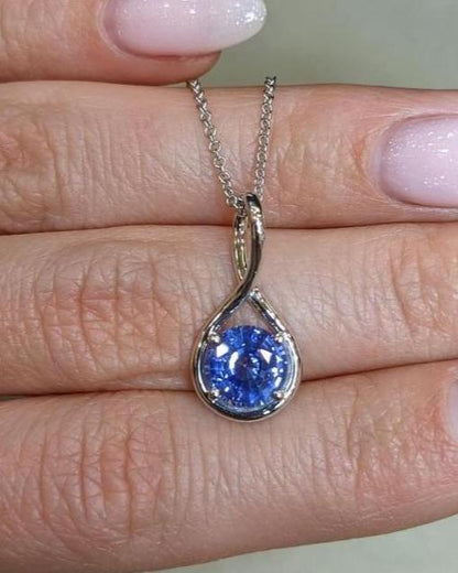 2.55Ct Blue Round Cut Solitaire Pendant | Birthstone Pendant For Her | Daily Wear Pendant | Everyday Elegance Pendant