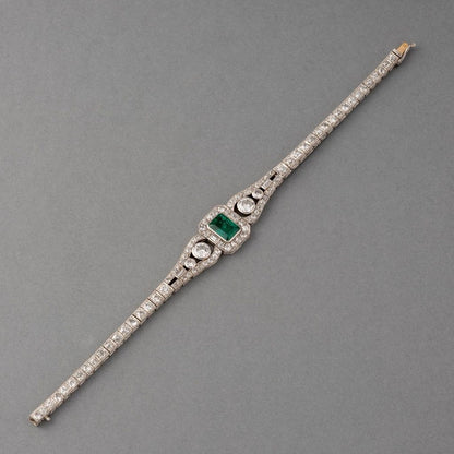 Green Emerald Brilliant Cut Signity Diamond Bezel With Halo Bracelet | Party Wear Bracelet For Women | Anniversary Gift For Wife