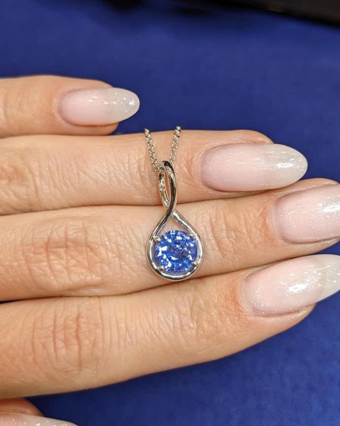 2.55Ct Blue Round Cut Solitaire Pendant | Birthstone Pendant For Her | Daily Wear Pendant | Everyday Elegance Pendant