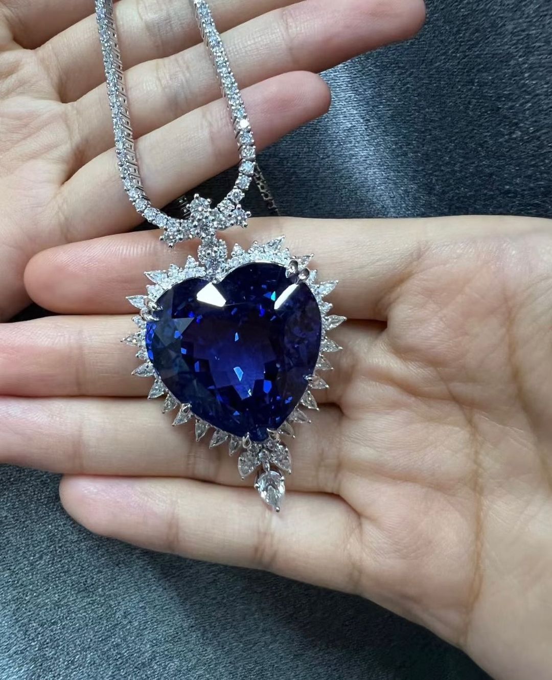 3.50Ct Blue Heart Cut Solitaire Pendant | Party Wear Pendant | Special Event Wear Pendant | Modern Style Pendant