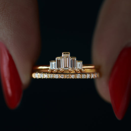 1.2Ct White Baguette Cut Bar Ring Set | Engagement Ring Set For Fiancee | Bride To Be | Fancy Ring Set