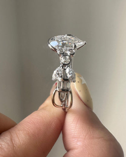2.8Ct White Pear Cut Solitaire Ring | Anniversary Gift Ring | Fashion Jewelry | Proposal Ring