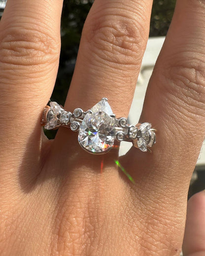 2.8Ct White Pear Cut Solitaire Ring | Anniversary Gift Ring | Fashion Jewelry | Proposal Ring