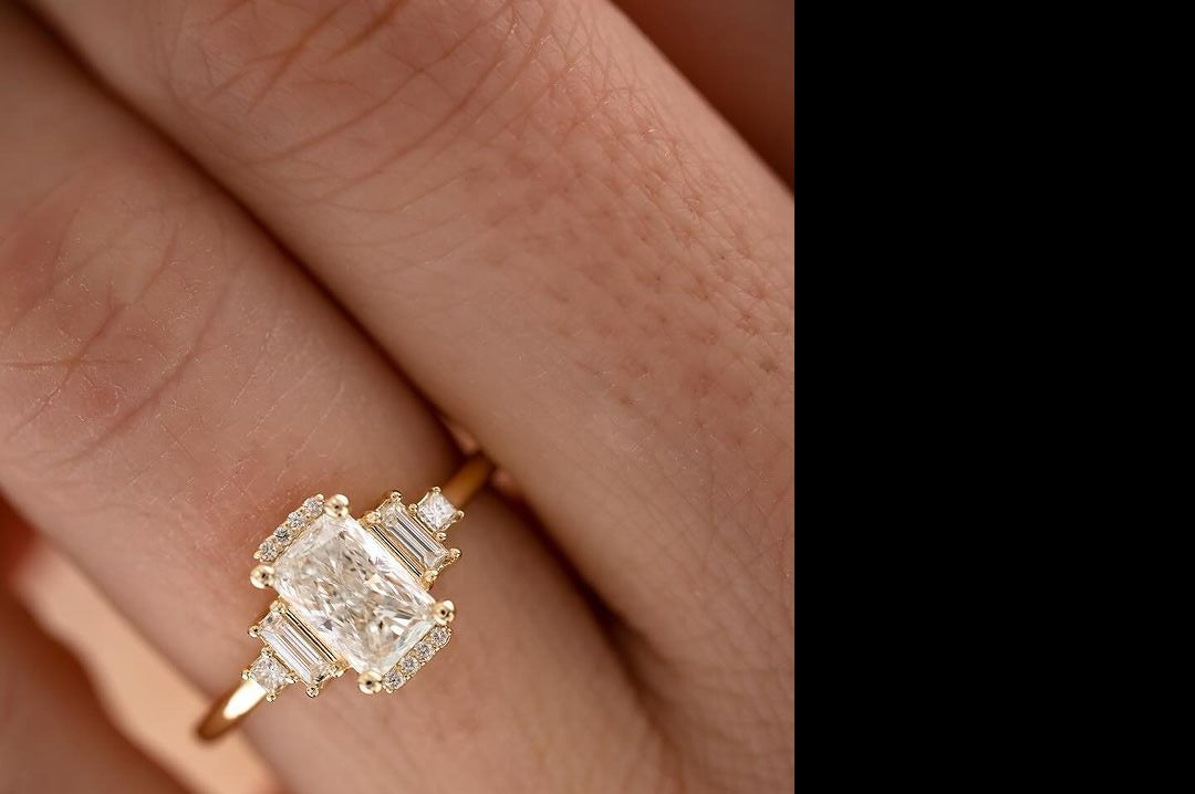 2.5Ct White Radiant Cut Solitaire Ring | Engagement Ring For Fiancee | Ice Crushed Ring | Unique Ring