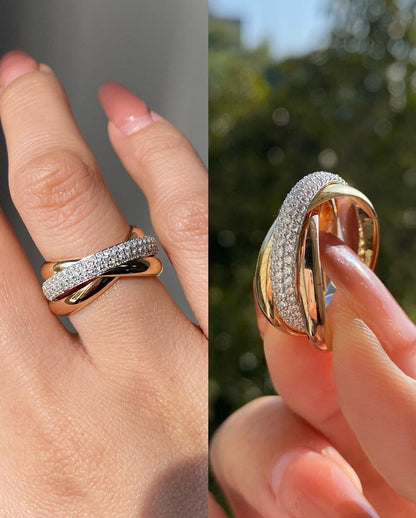 2.50Ct White Round Cut Pave Band Ring | Party Wear Band Ring | Timeless Design | Criss Cross Band Ring