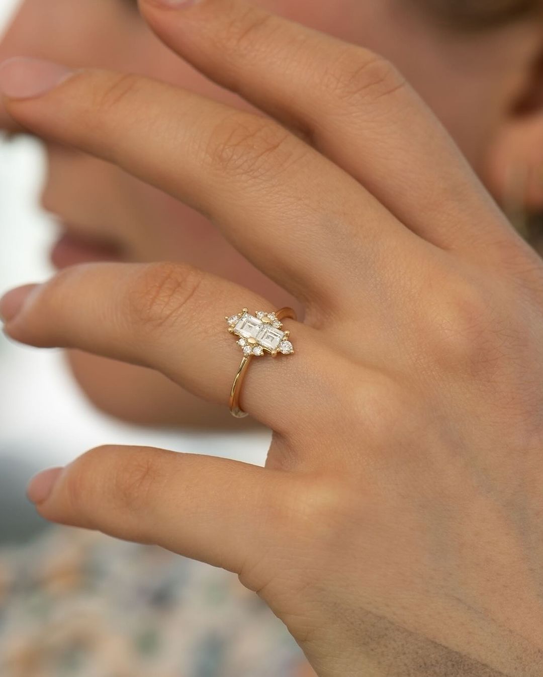 2.2Ct White Asscher Cut Two Stone Ring | Birthday Gift Ring | Women's Day Gift Ring | Unique Ring