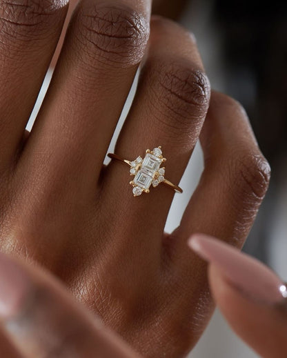 2.2Ct White Asscher Cut Two Stone Ring | Birthday Gift Ring | Women's Day Gift Ring | Unique Ring
