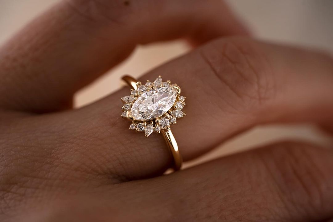 2.6Ct White Marquise Cut Halo Ring | Women's Day Gift Ring | Proposal Ring | Daily Wear Ring