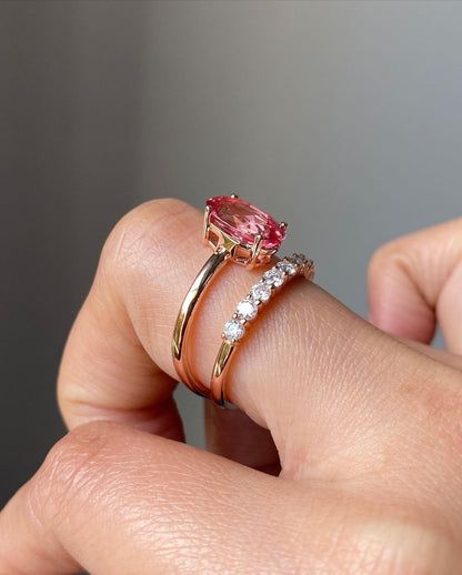 3.20Ct Pink Oval Cut Solitaire Ring | Surprise Gift Ring For Her | Special Occasion Ring