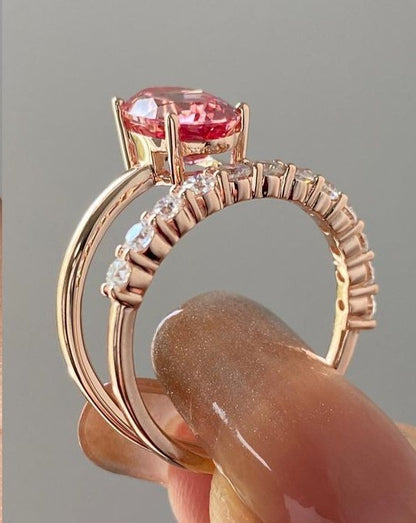 3.20Ct Pink Oval Cut Solitaire Ring | Surprise Gift Ring For Her | Special Occasion Ring