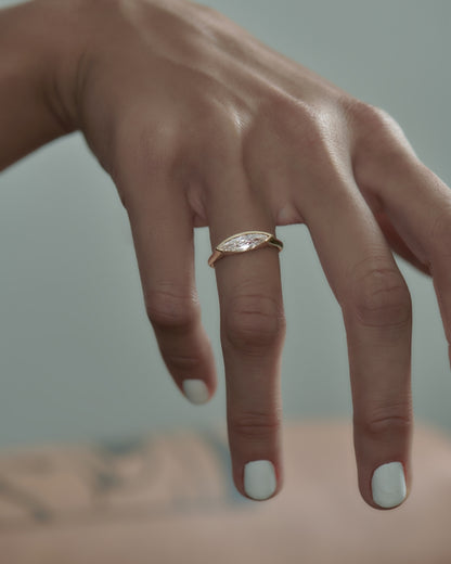 2.77Ct White Marquise Cut Half Bezel Ring | Anniversary Ring | Daily Wear Ring For Women