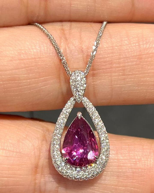 2.88Ct Pink Pear Cut Solitaire Pendant | Anniversary Gift Pendant For Her | Bridal Collection | Beautiful And Charming Pendant For Women