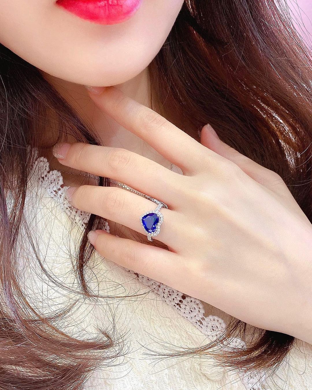 3.5CT Blue Heart Cut Halo Ring | Anniversary Gift Ring For Wife | Promise Ring | Bridesmaid Gifts