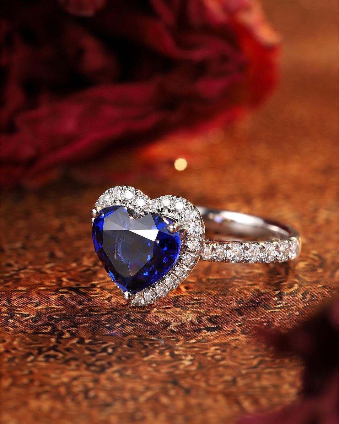3.5CT Blue Heart Cut Halo Ring | Anniversary Gift Ring For Wife | Promise Ring | Bridesmaid Gifts