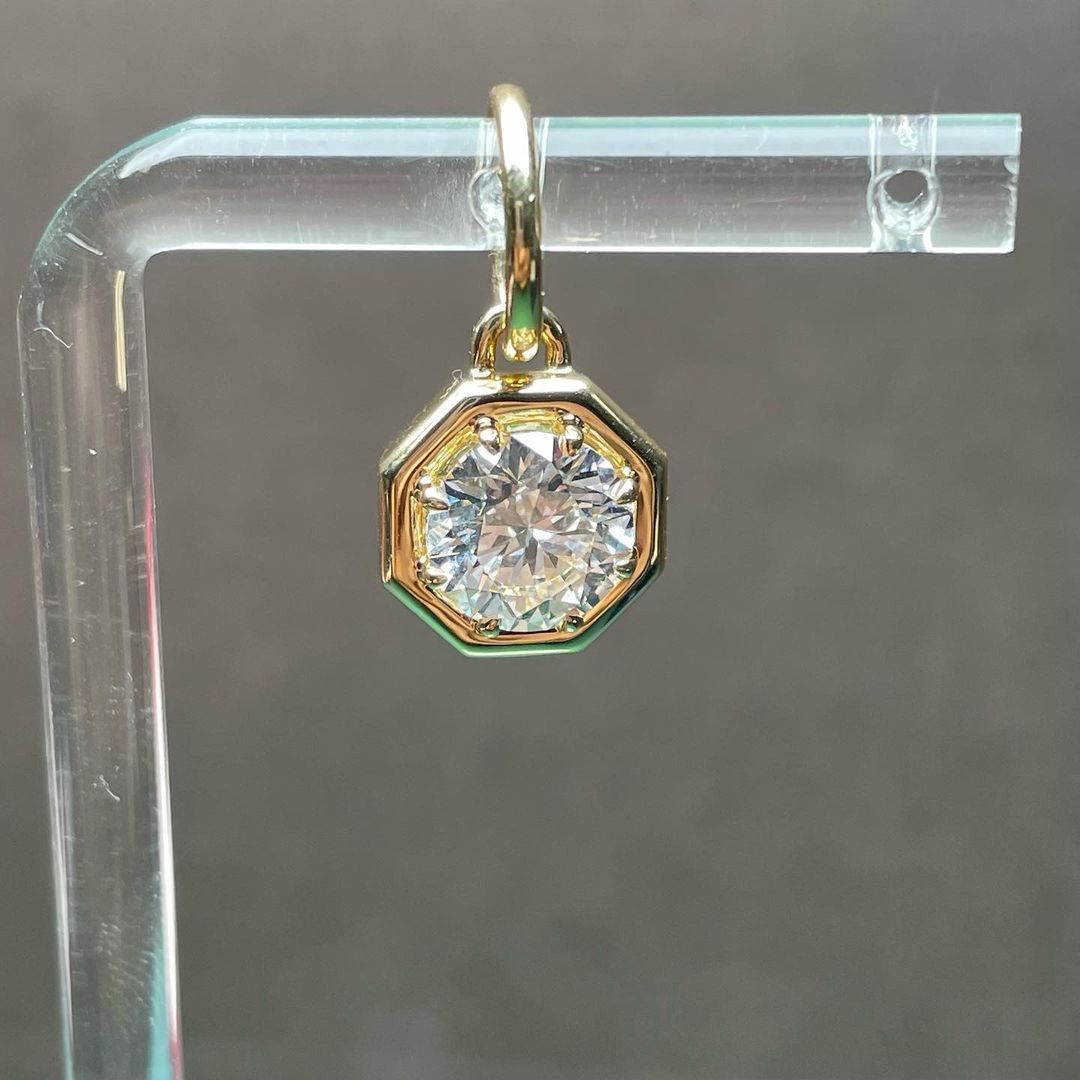 Hexagon Shape 2.77Ct White Round Cut Solitaire Pendant | Engagement Pendant For Fiancée | Delicate Solo Diamond Pendant