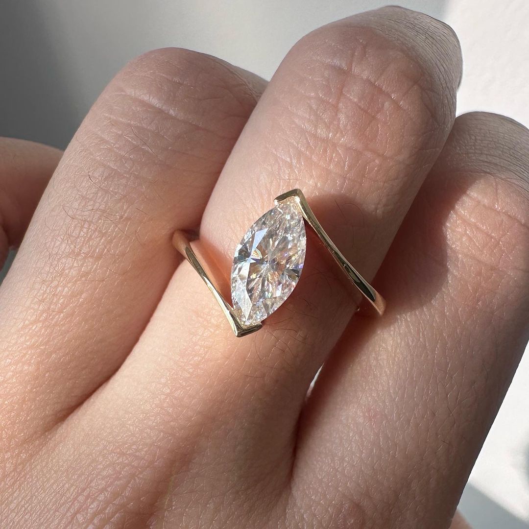 2.5Ct White Marquise Cut Tension Ring | Wedding Ring | Bridal Jewelry | Elegant Ring