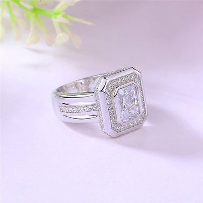 2.8Ct White Radiant Cut Bezel Ring | Party Wear Ring For Her | Ice Crushed Ring | Fancy Ring