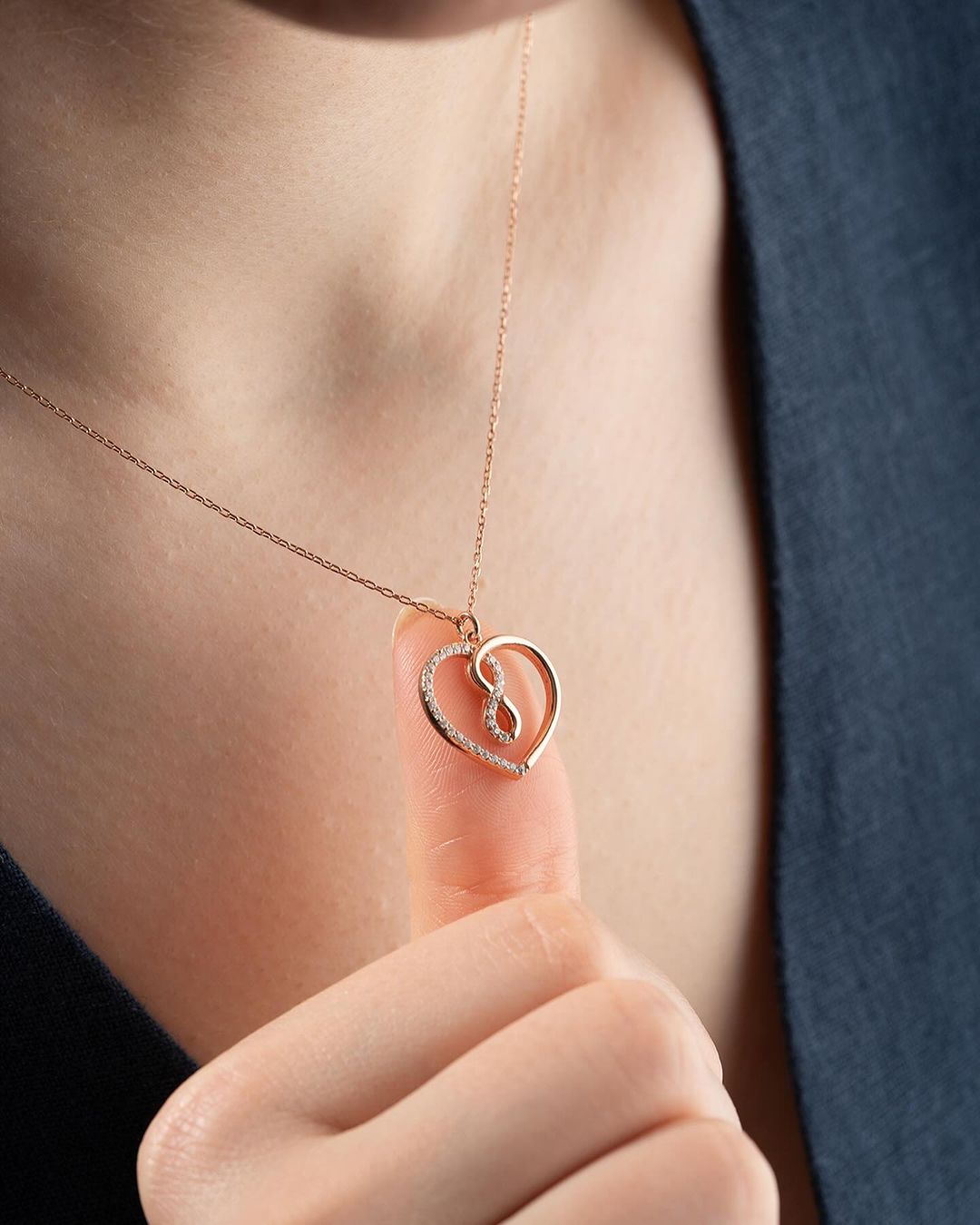 Infinity With Heart Shape 2.20Ct Half Metal & Half Diamond Round Cut Pave Pendant | Lovable Pendant For Her |  Birthday Gift Pendant | Fashion Jewelry