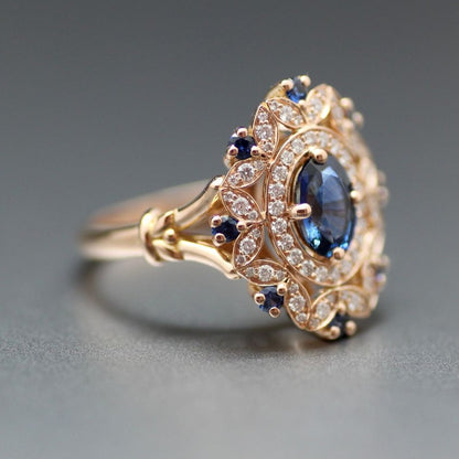 3.2CT Blue Oval Cut Solitaire Ring | Bridal Wedding Ring | Special Occasion Ring | Fashionable Ring For Women