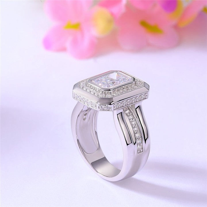 2.8Ct White Radiant Cut Bezel Ring | Party Wear Ring For Her | Ice Crushed Ring | Fancy Ring