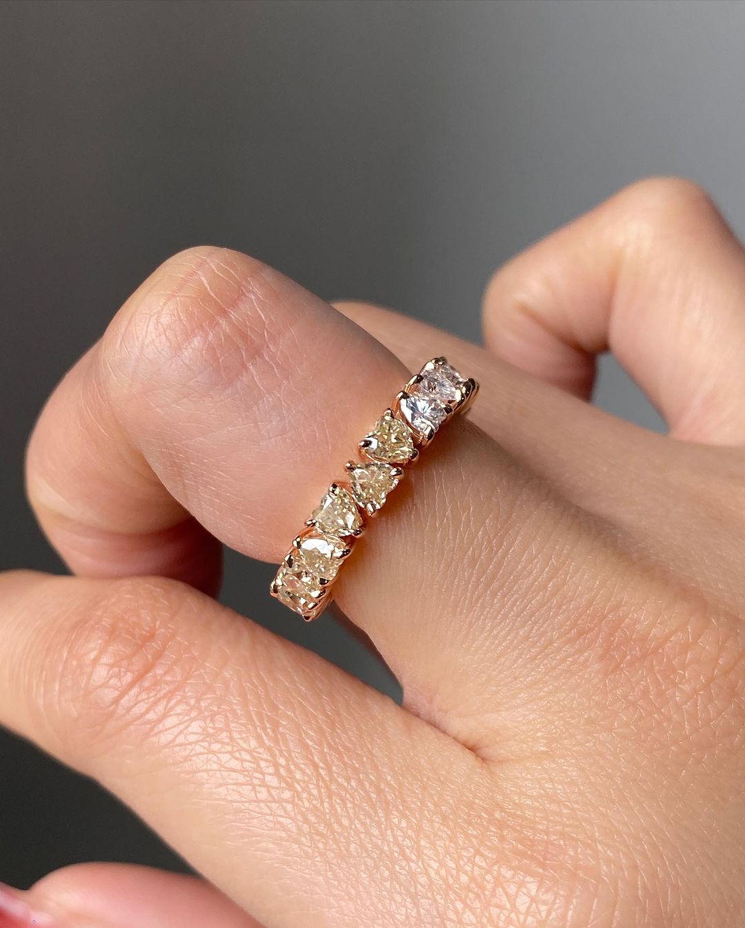 1.4Ct Full Eternity White And Yellow Heart Cut Prong Band | Anniversary Gift Band | Daily Wear Band | Women Jewelry
