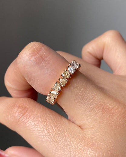 1.4Ct Full Eternity White And Yellow Heart Cut Prong Band | Anniversary Gift Band | Daily Wear Band | Women Jewelry