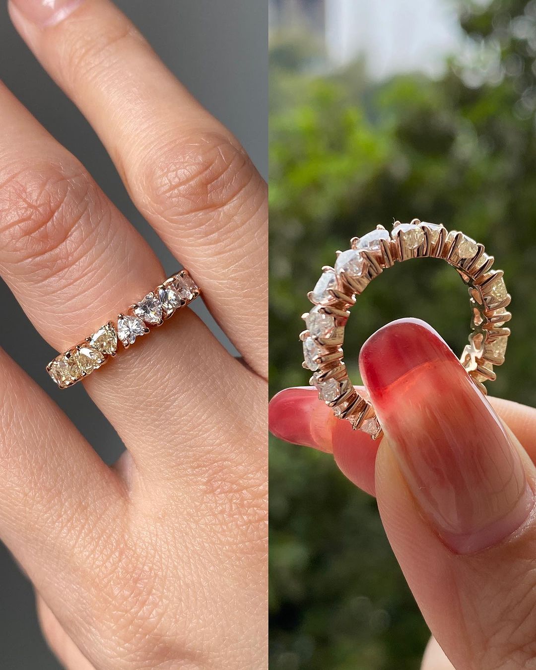 1.4Ct Full Eternity White And Yellow Heart Cut Prong Band | Anniversary Gift Band | Daily Wear Band | Women Jewelry