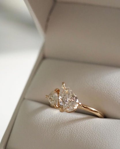 2.88Ct White Pear Cut Two Stone Ring | Toi Et Moi Ring | Surprise Gift Ring For Wife | Engagement Ring