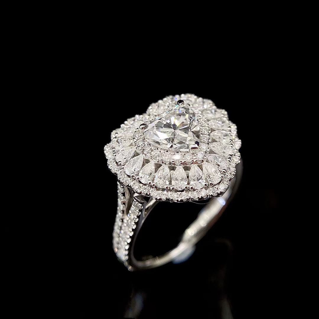 2.4Ct White Heart Cut Double Halo Ring | Party Wear Ring For Women | Special Occasion Ring | Designer Ring