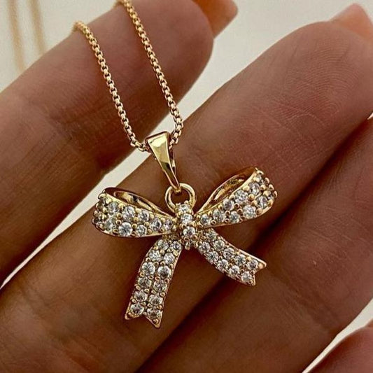Bow Shape 2.88Ct White Round Cut Pave Pendant | Party Wear Pendant | Unique Pendant For Women | Designer Jewelry Piece