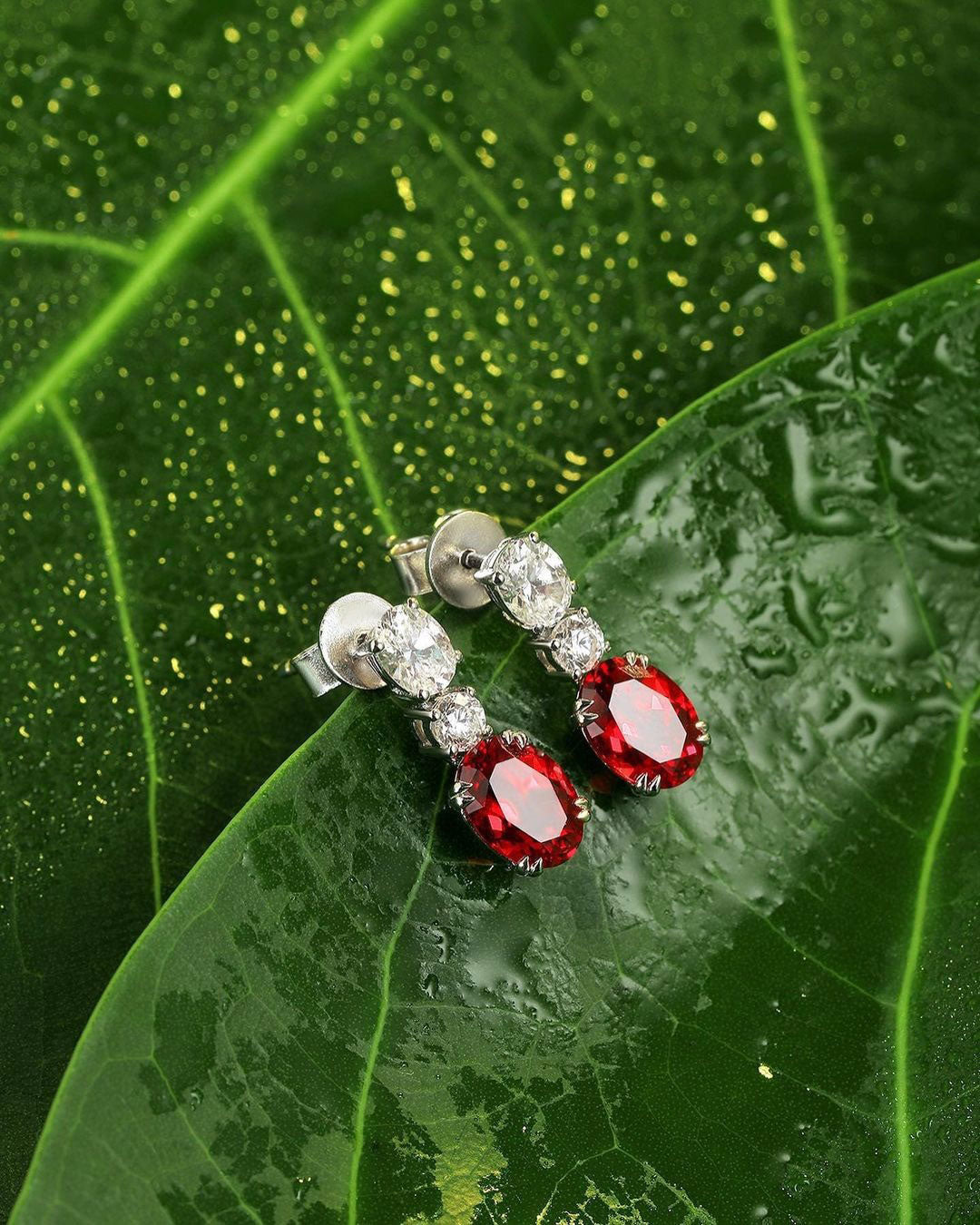 Red Oval Cut Cubic Zirconia Solitaire Drop Earrings For Women | Bridesmaid Wedding Gift Drop Earring  | Stylish Design Earring For Her